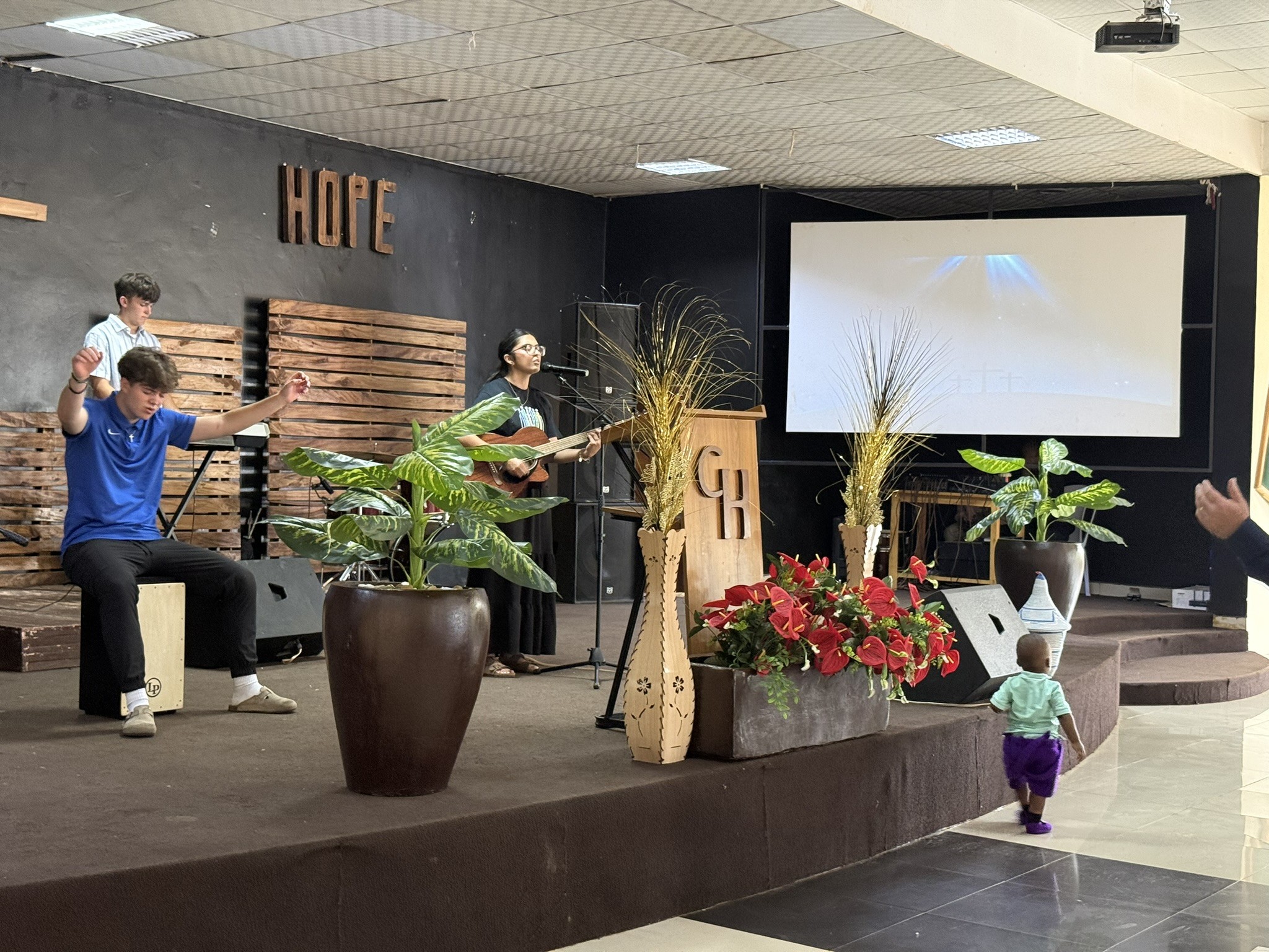 The students leading worship.