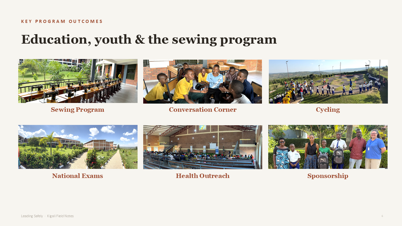 Education, youth, and sewing program outcomes slide